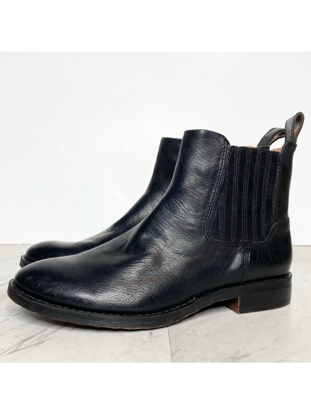 Franco Sarto Linc Black Leather Chelsea Bootie 6 1/2 M